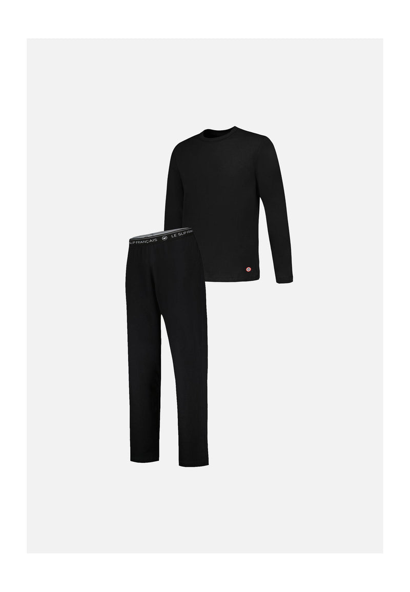 Ensemble Pyjama Haut Et Pantalon En Coton - Noir