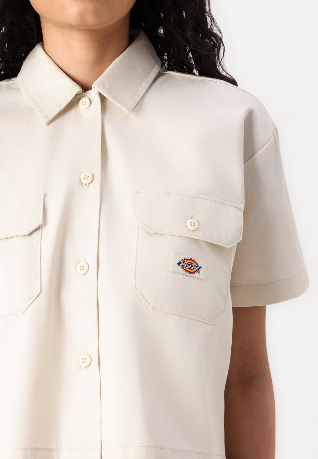 Cropped Work Shirt - Blouse - Whitecap Gray - Whitecap Grey