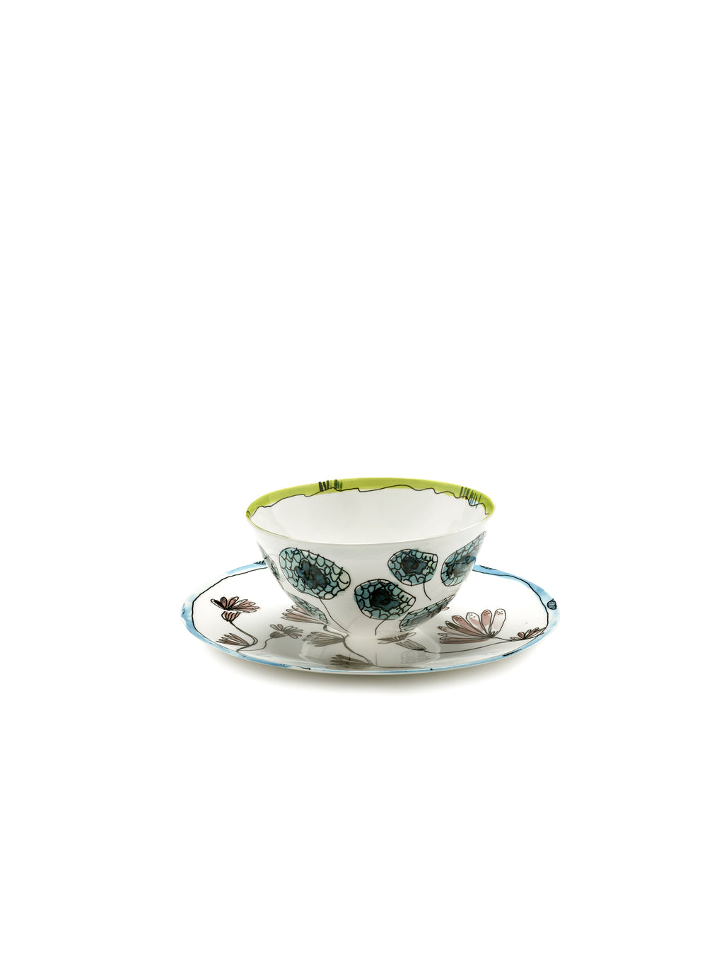 Midnight Flowers - Lot De 2 Bols - L - Porcelaine Bone China - Anemone Vaniglia