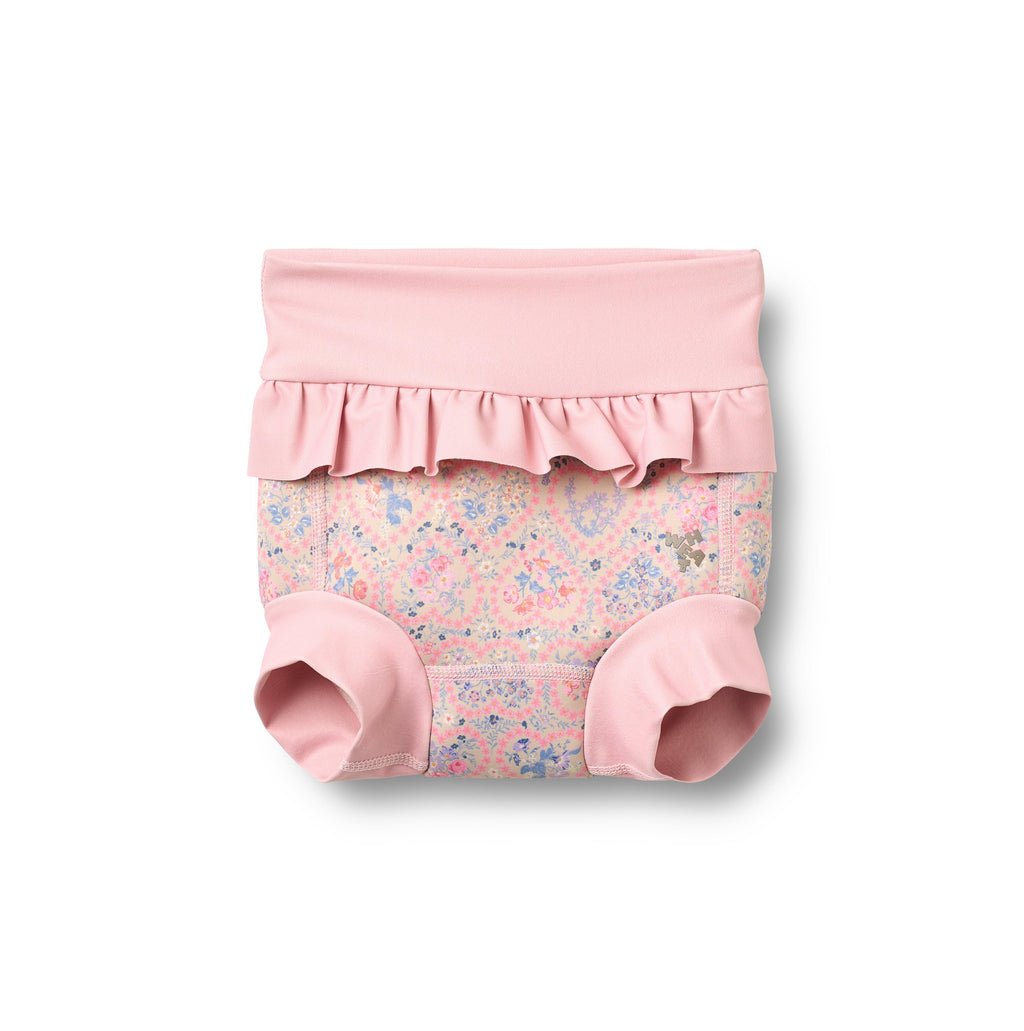 Costumino in neoprene Rita - Fiori a cuore rosa