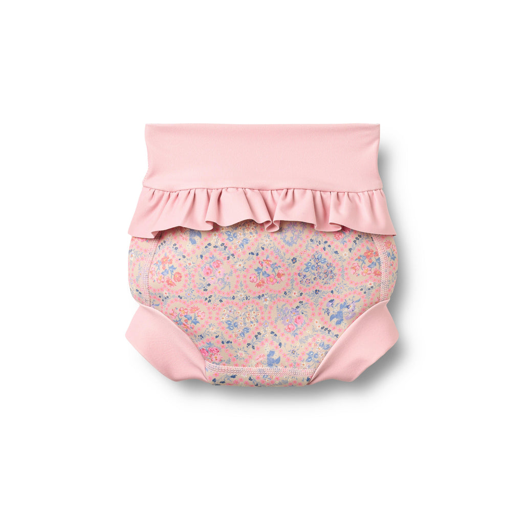 Costumino in neoprene Rita - Fiori a cuore rosa