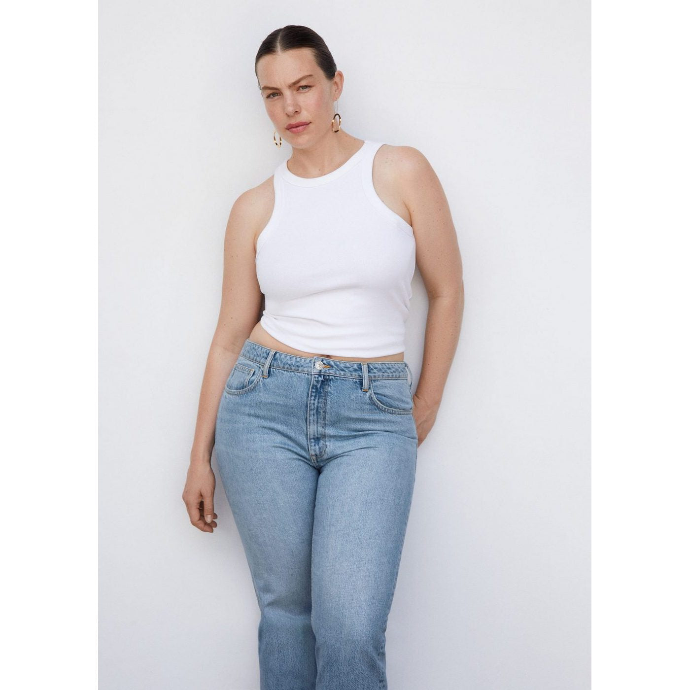 Jean Mom Talle Alto - Medium Blue