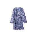 Vestido corto con dobladillo fruncido - Azul