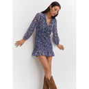 Vestido corto con dobladillo fruncido - Azul