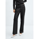 Pantalon Taille Normale Similicuir - Black