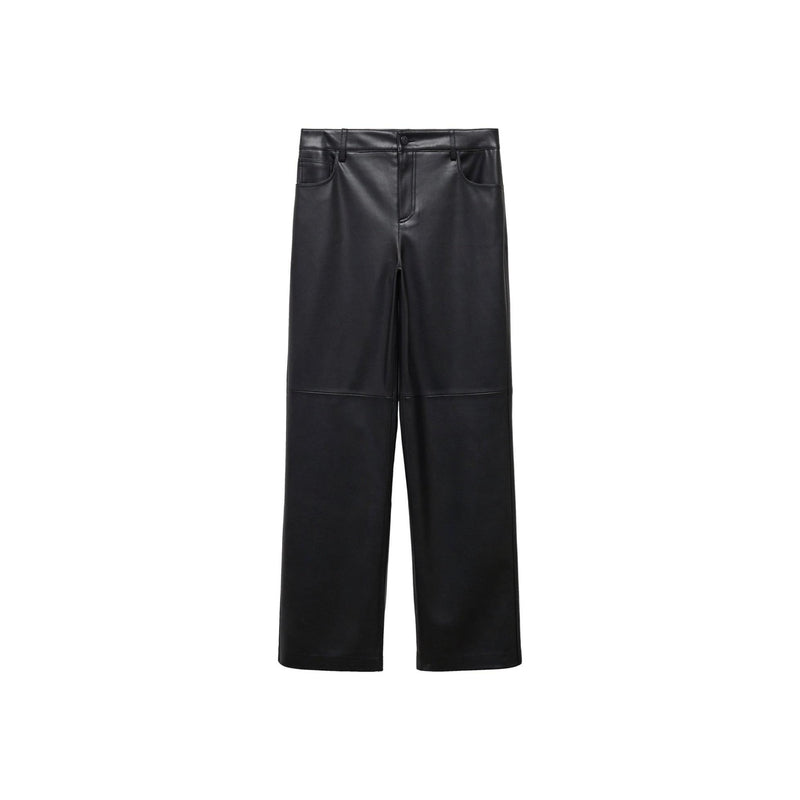 Pantalon Taille Normale Similicuir - Black
