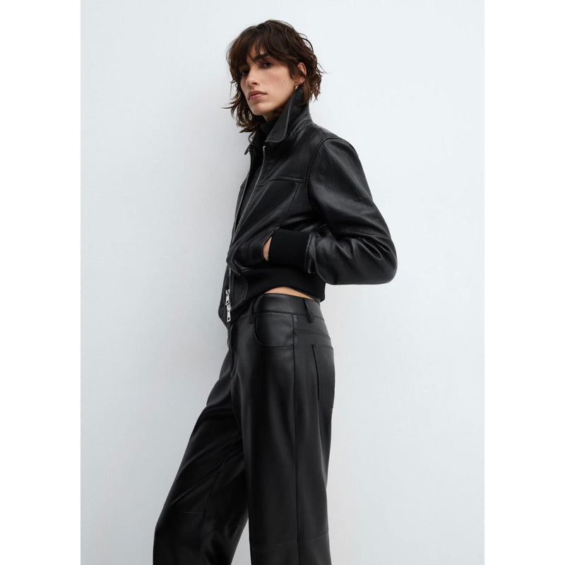 Pantalon Taille Normale Similicuir - Black