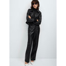 Pantalon Taille Normale Similicuir - Black