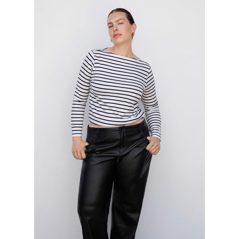 Pantalon Taille Normale Similicuir - Black