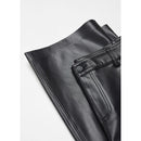 Pantalon Taille Normale Similicuir - Black