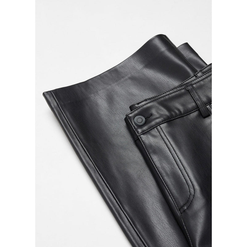 Pantalon Taille Normale Similicuir - Black