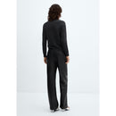 Pantalon Taille Normale Similicuir - Black