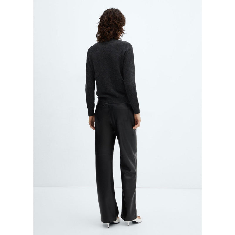 Pantalon Taille Normale Similicuir - Black