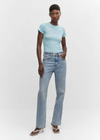 Camiseta con Detalle de Costura - Sky Blue