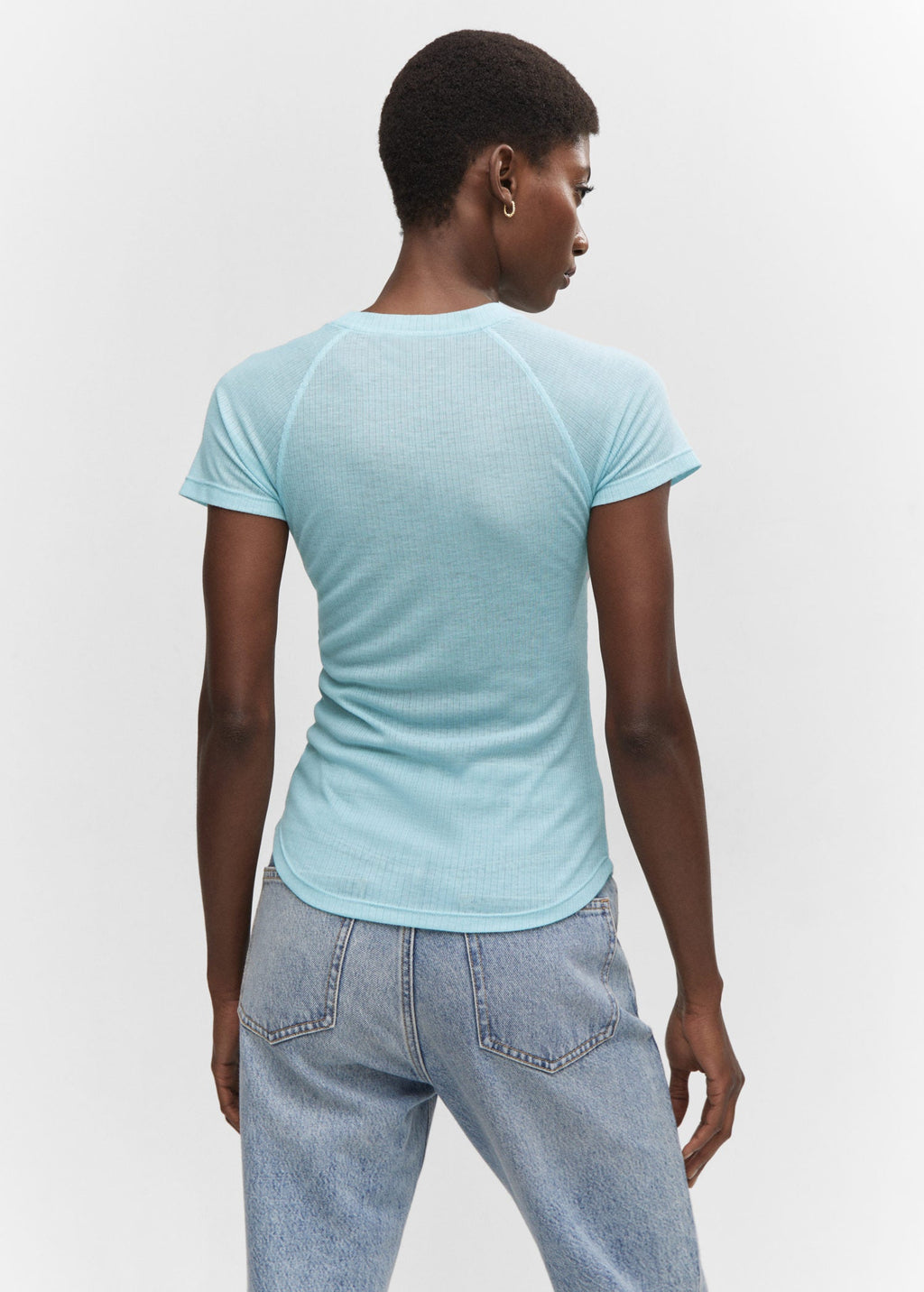 Camiseta con Detalle de Costura - Sky Blue
