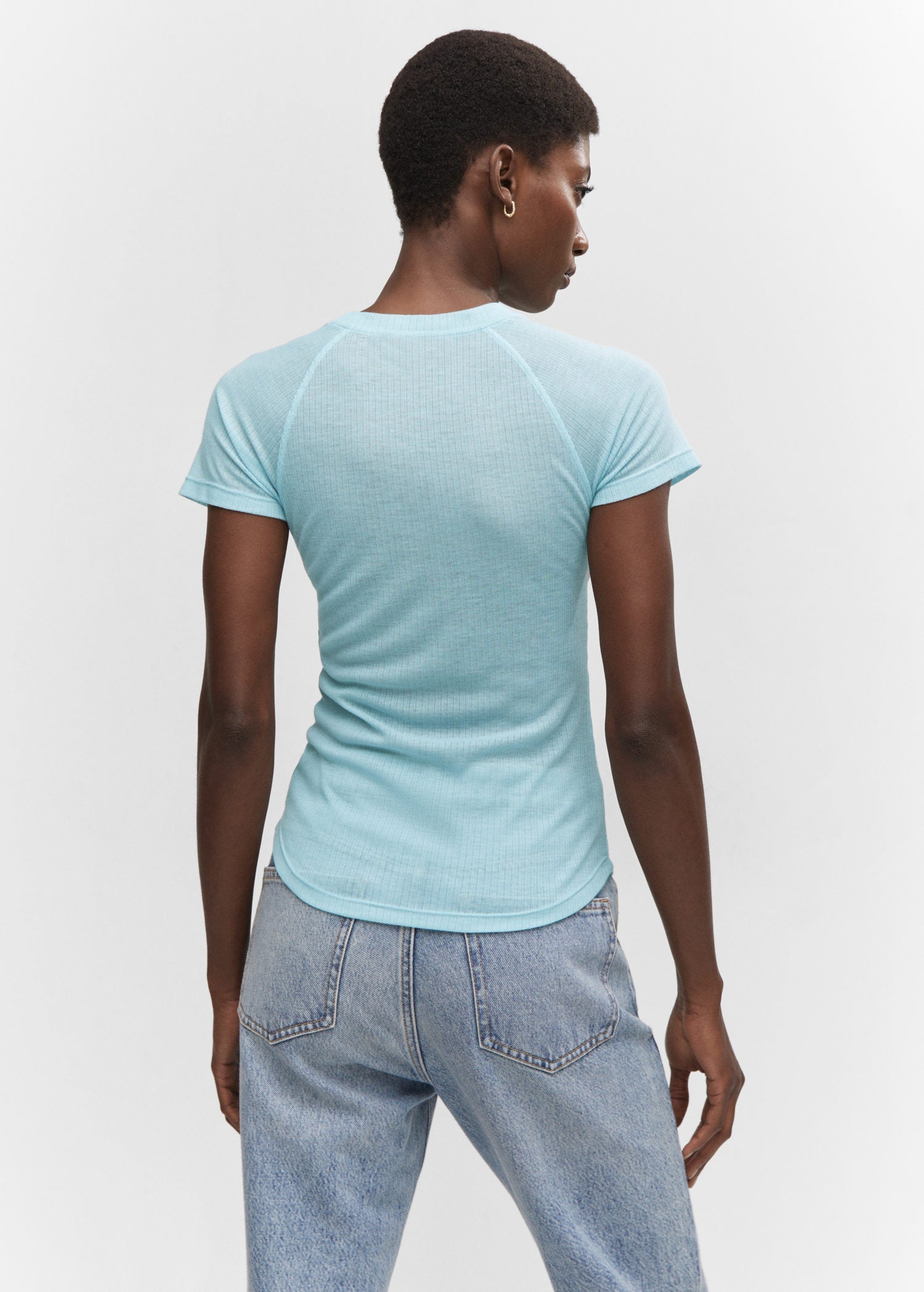 Camiseta con Detalle de Costura - Sky Blue