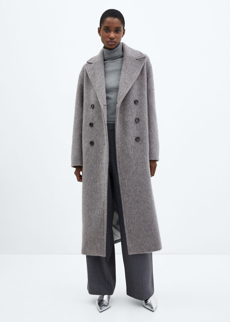 Fluffy Coat - Light Mottled Gray - Woman