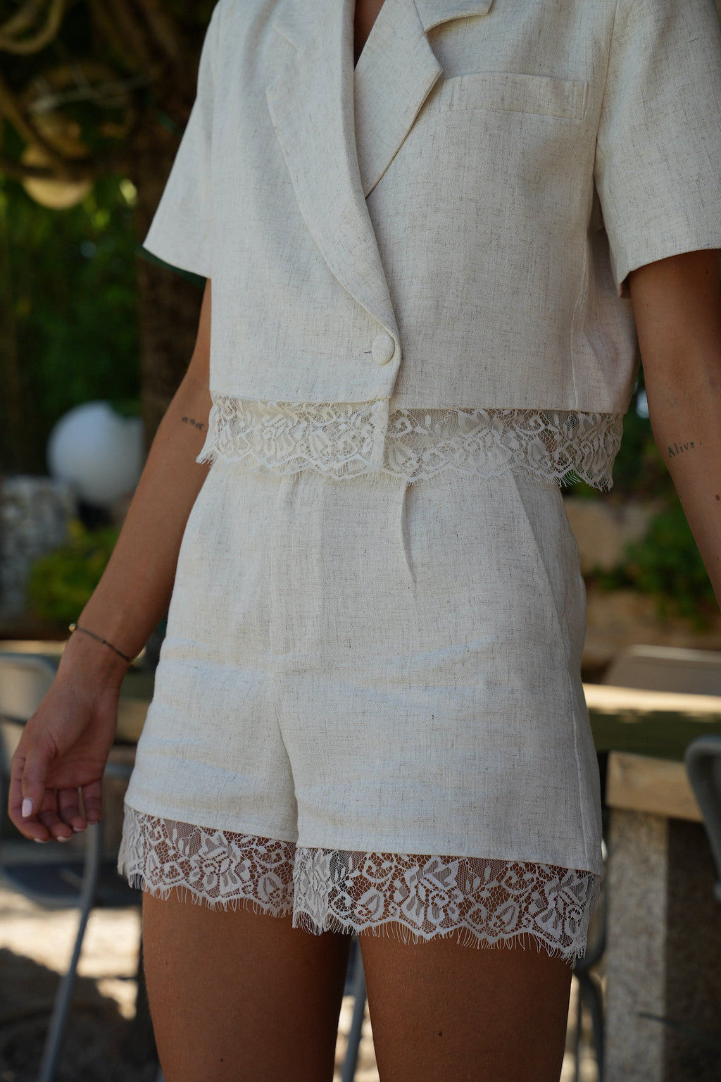 Pantaloncini in pizzo Zoa - Beige