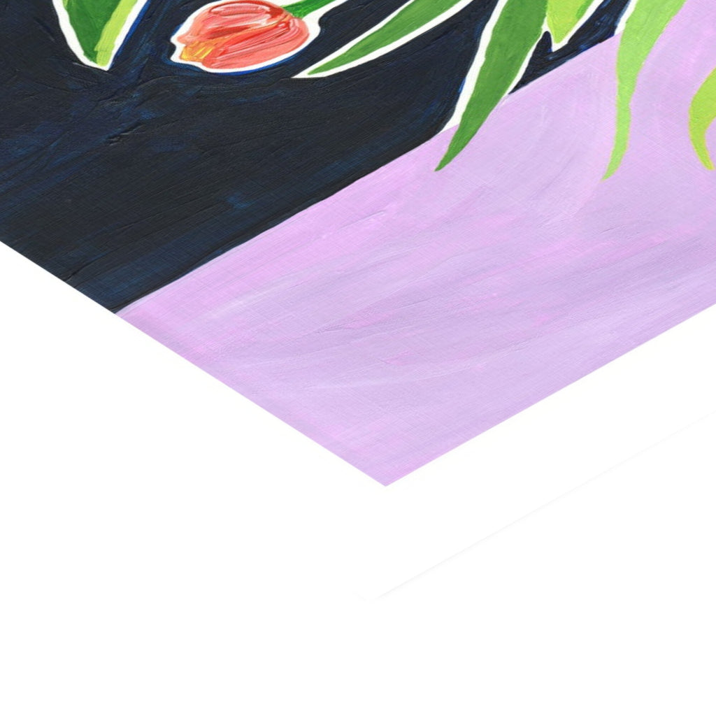 Violets Print House - Vase Of Leafy Green Tulips