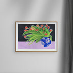 Violets Print House - Vase Of Leafy Green Tulips