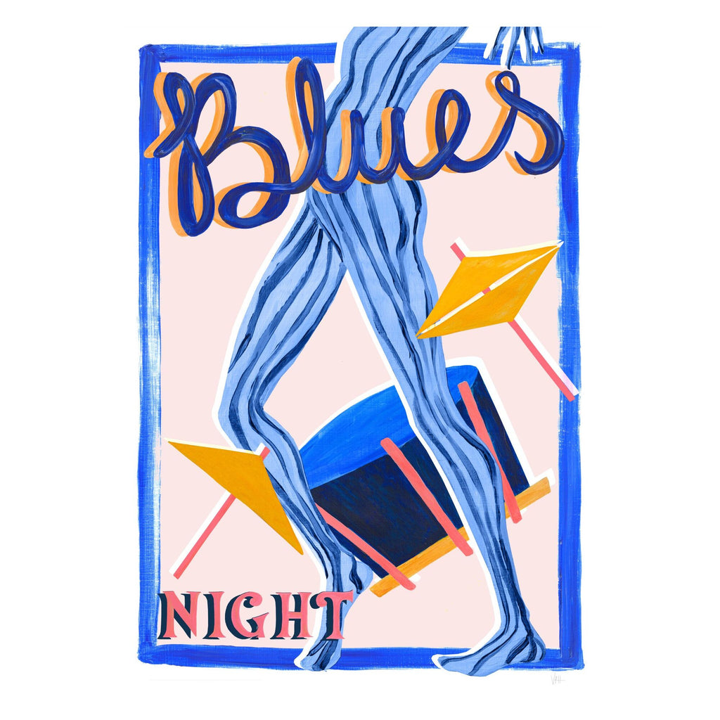 Violets Print House - Blues Night-Blue And Pink Music Print