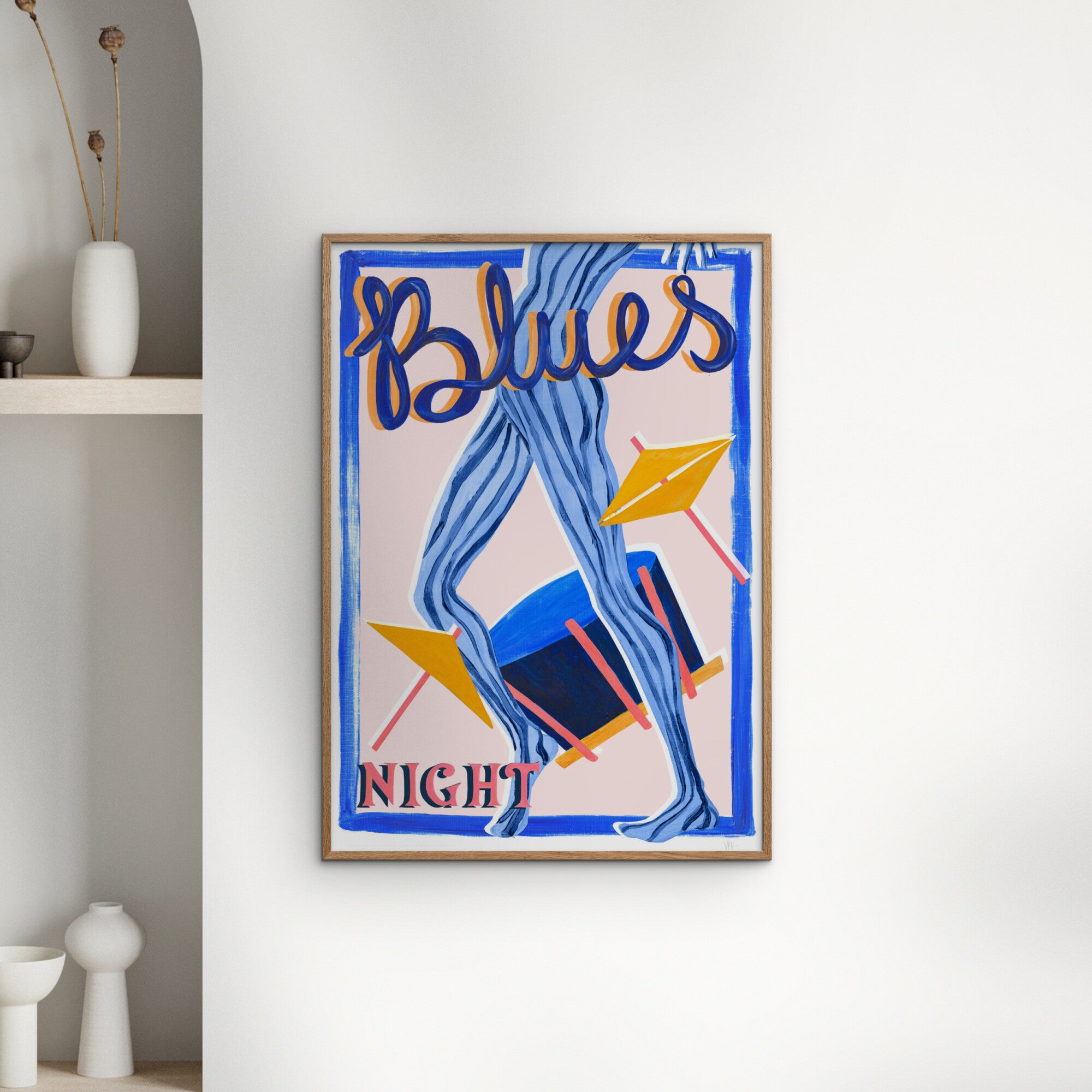 Violets Print House - Blues Night-Blue And Pink Music Print