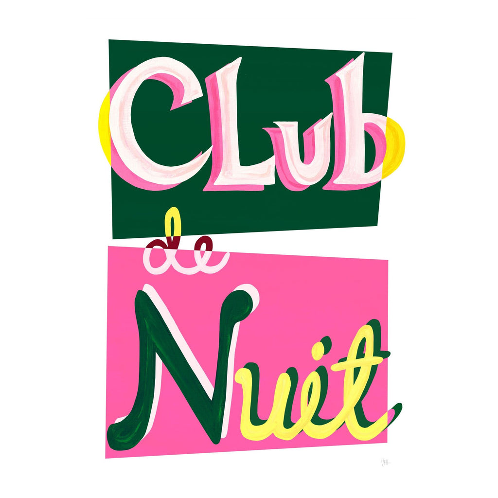 Violets Print House - Club De Nuit Pink And Green Music Print