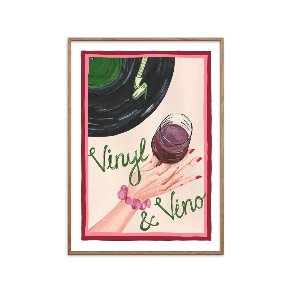 Violets Print House - Vinyl & Vino Red And Green Music Print