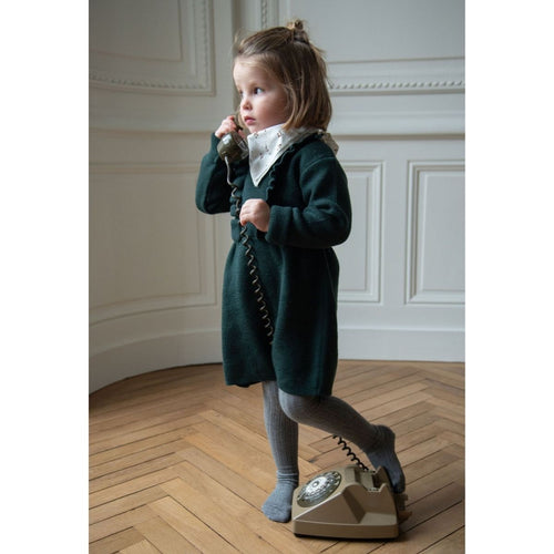 Robe Elisa Tricot Vert Sapin 100% Laine - Enfant