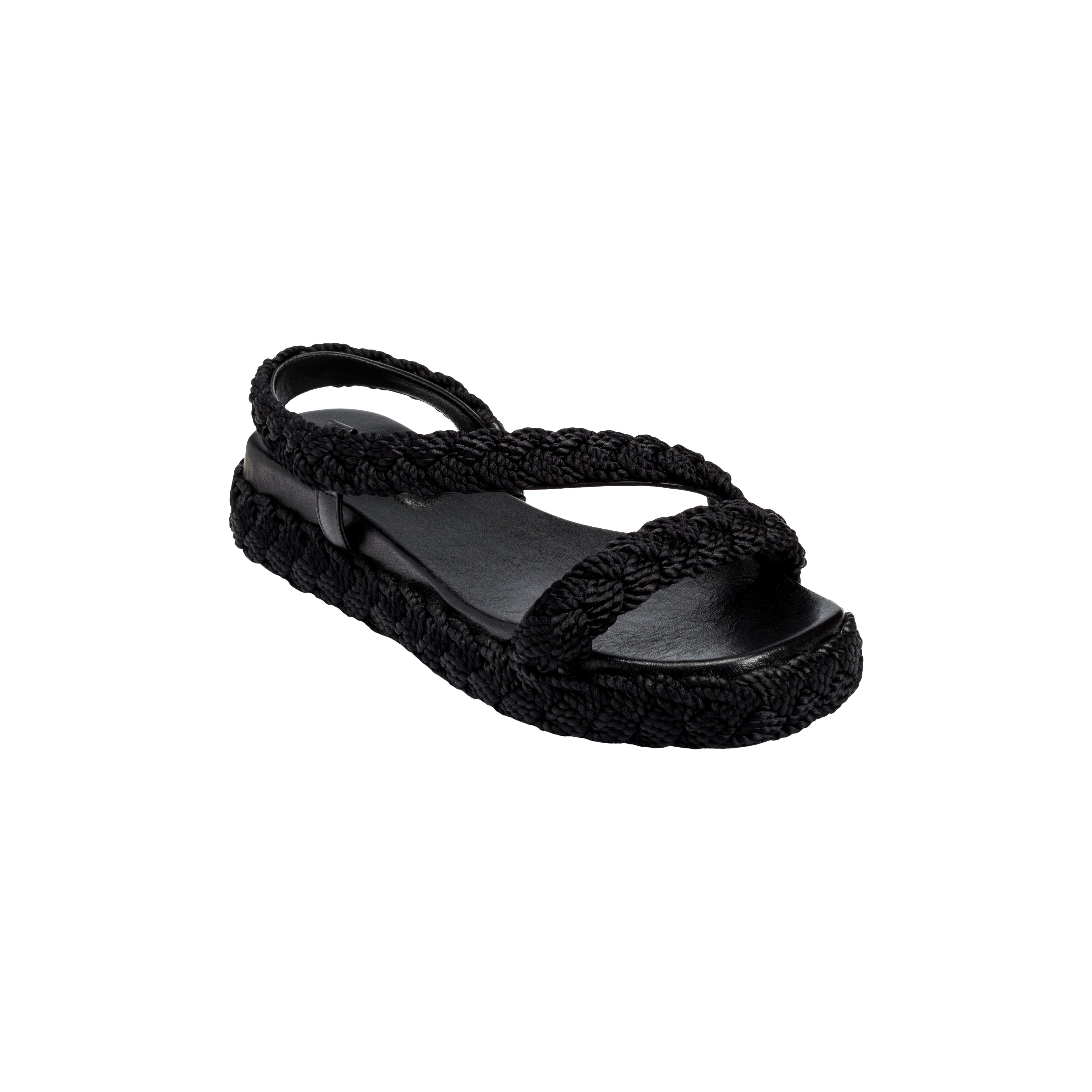 Black Ronda 20Mm Flatform Asymmetrical Sandal