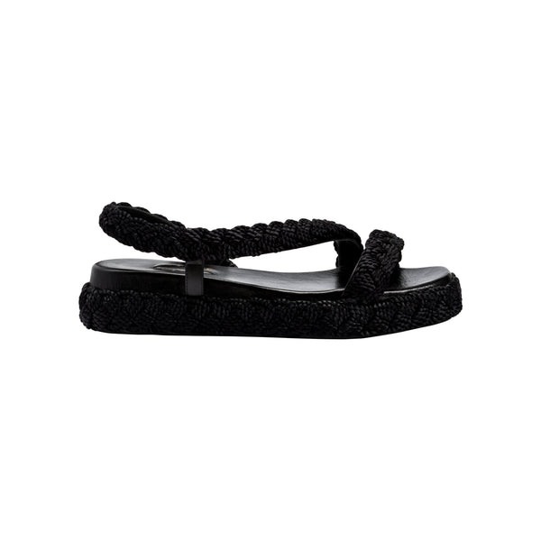Black Ronda 20Mm Flatform Asymmetrical Sandal