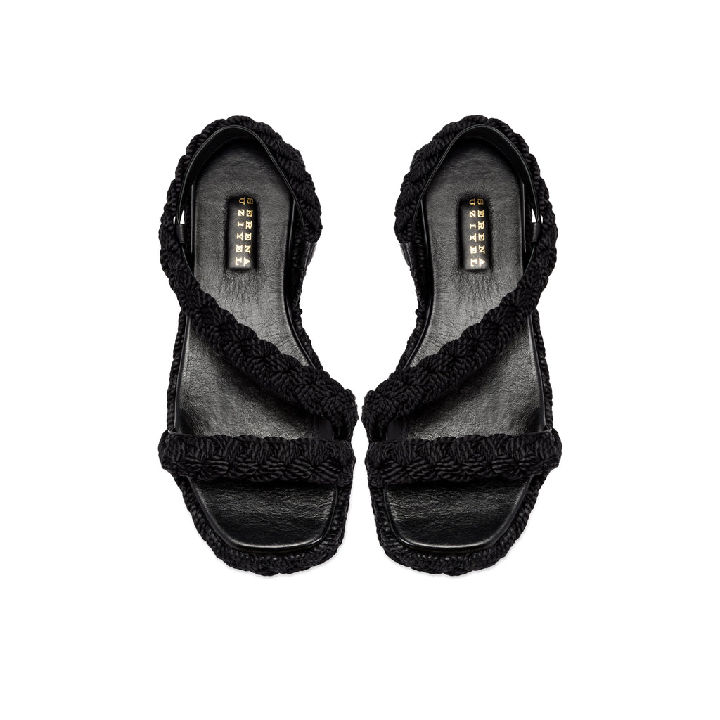 Black Ronda 20Mm Flatform Asymmetrical Sandal
