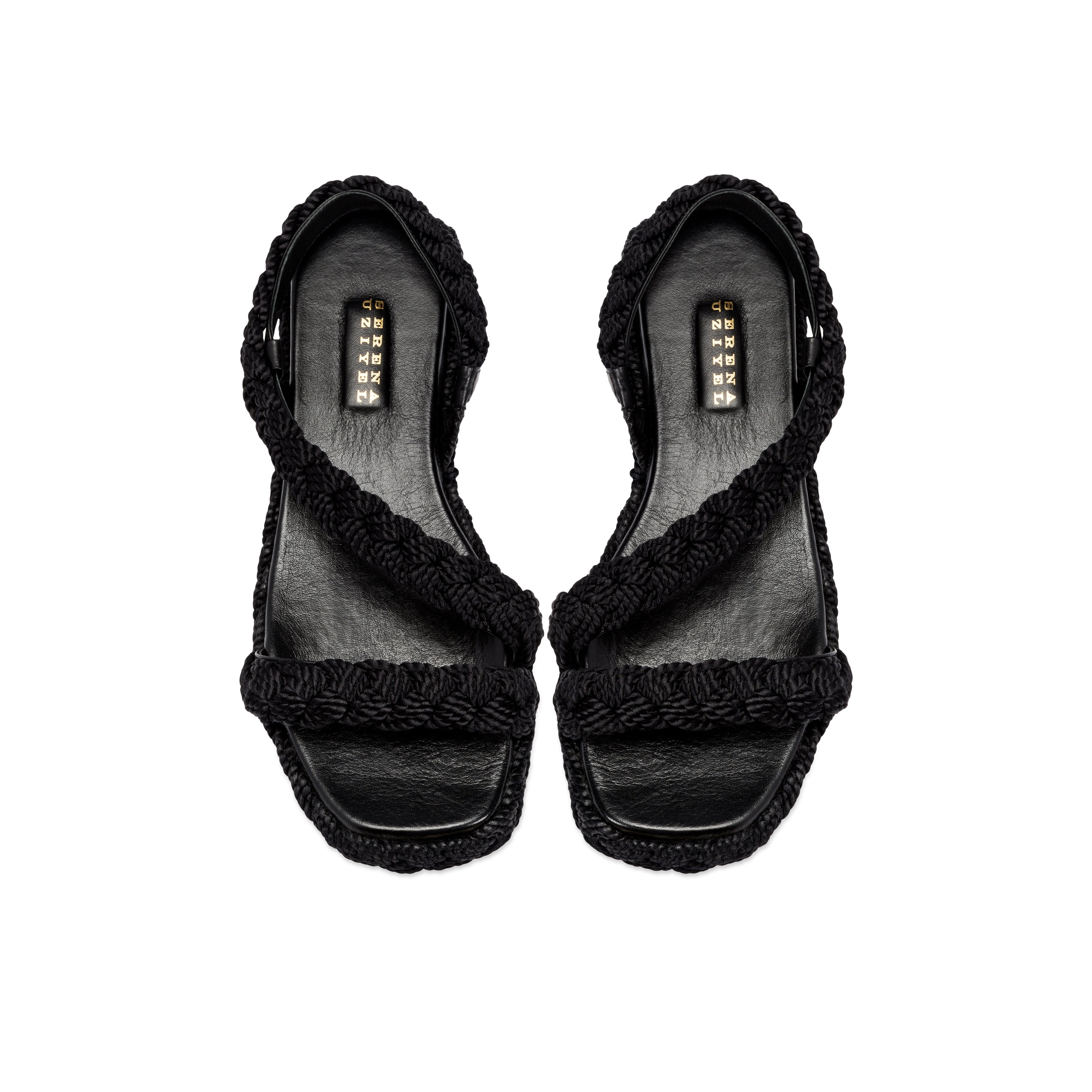 Black Ronda 20Mm Flatform Asymmetrical Sandal