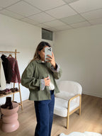 Edith Trench Jacket In Khaki Liberty Cotton
