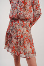 The Rita Black Flower Rojo Minifalda