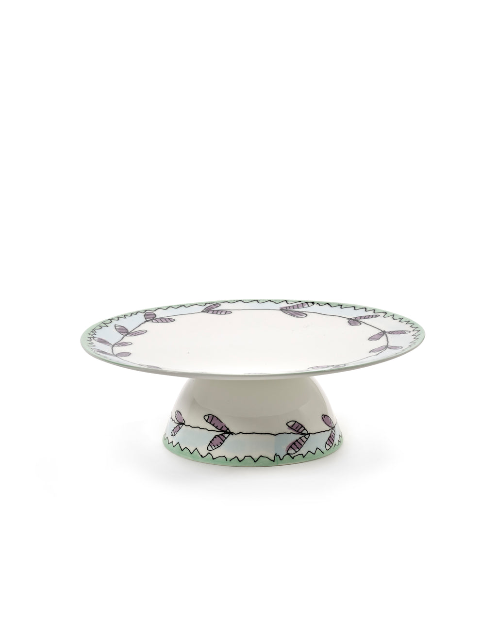 Midnight Flowers - Plat À Gâteau - L - Porcelaine Fine Bone China - Blossom Milk