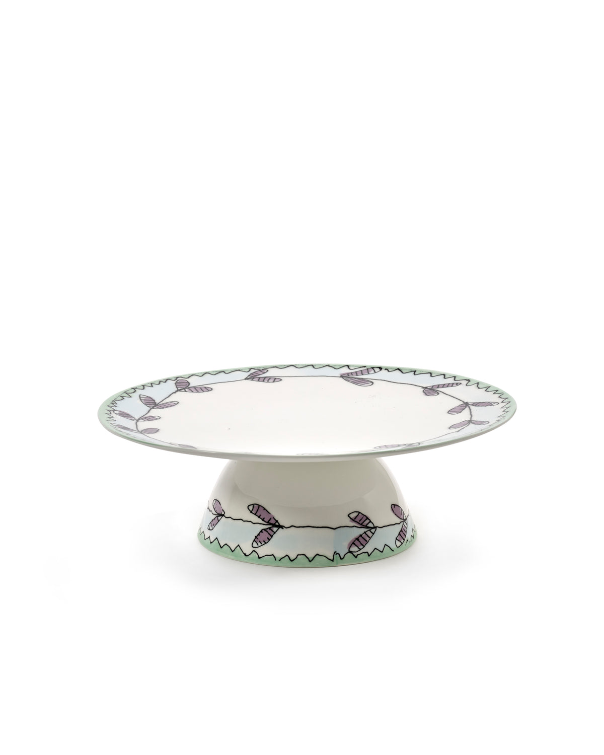 Midnight Flowers - Plat À Gâteau - L - Porcelaine Fine Bone China - Blossom Milk