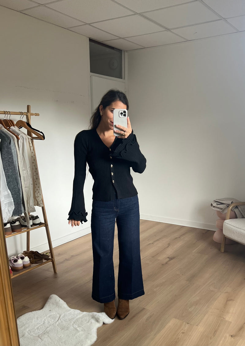 Gilet Côtelé Noir Anna