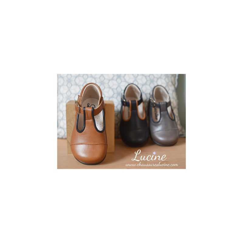 Chaussures Bébé Bottillons Salomé À Boucle Alexandre - Cuir Gris Taupe - Mixte