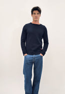 Pull Homme Bleu Marine En Maille - Jean Pull Marine