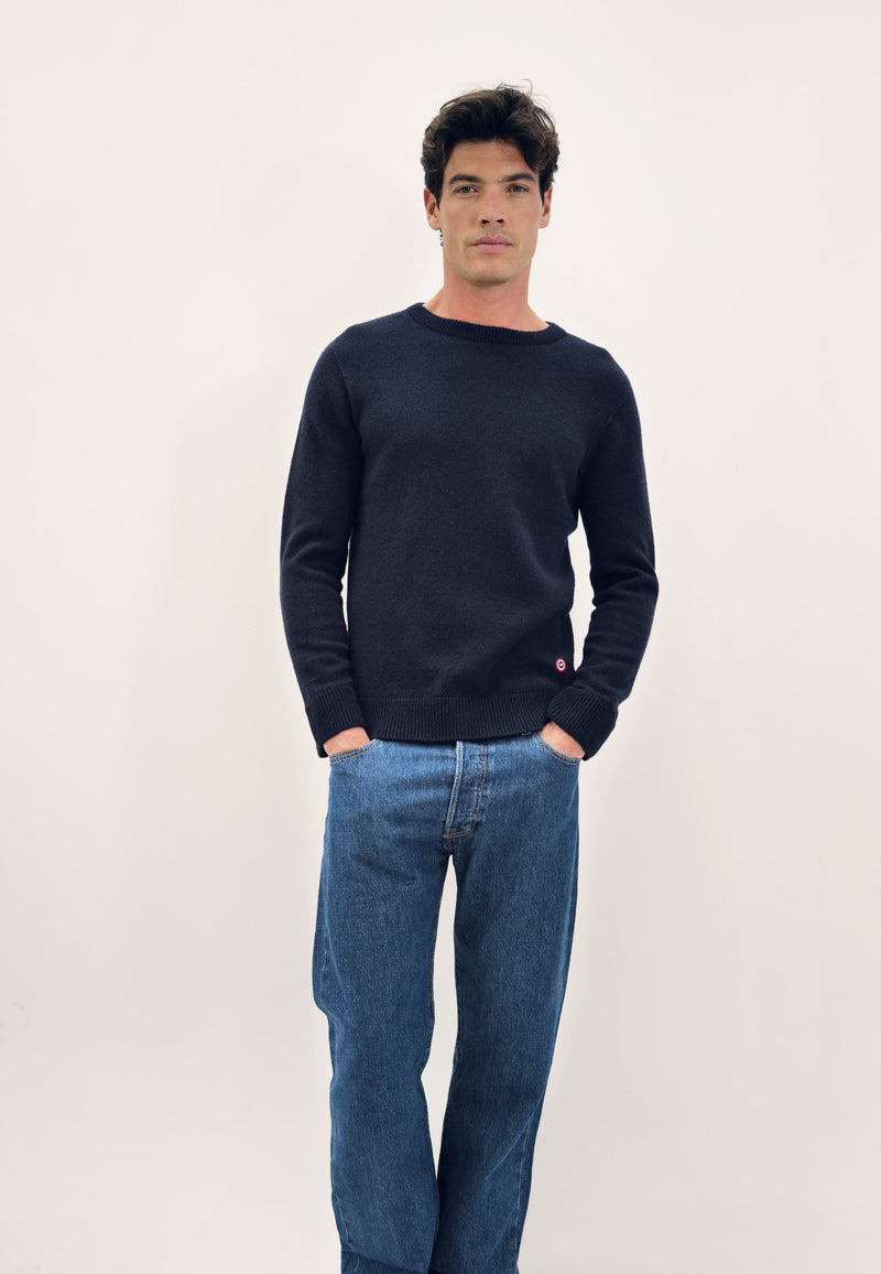 Pull Homme Bleu Marine En Maille - Jean Pull Marine