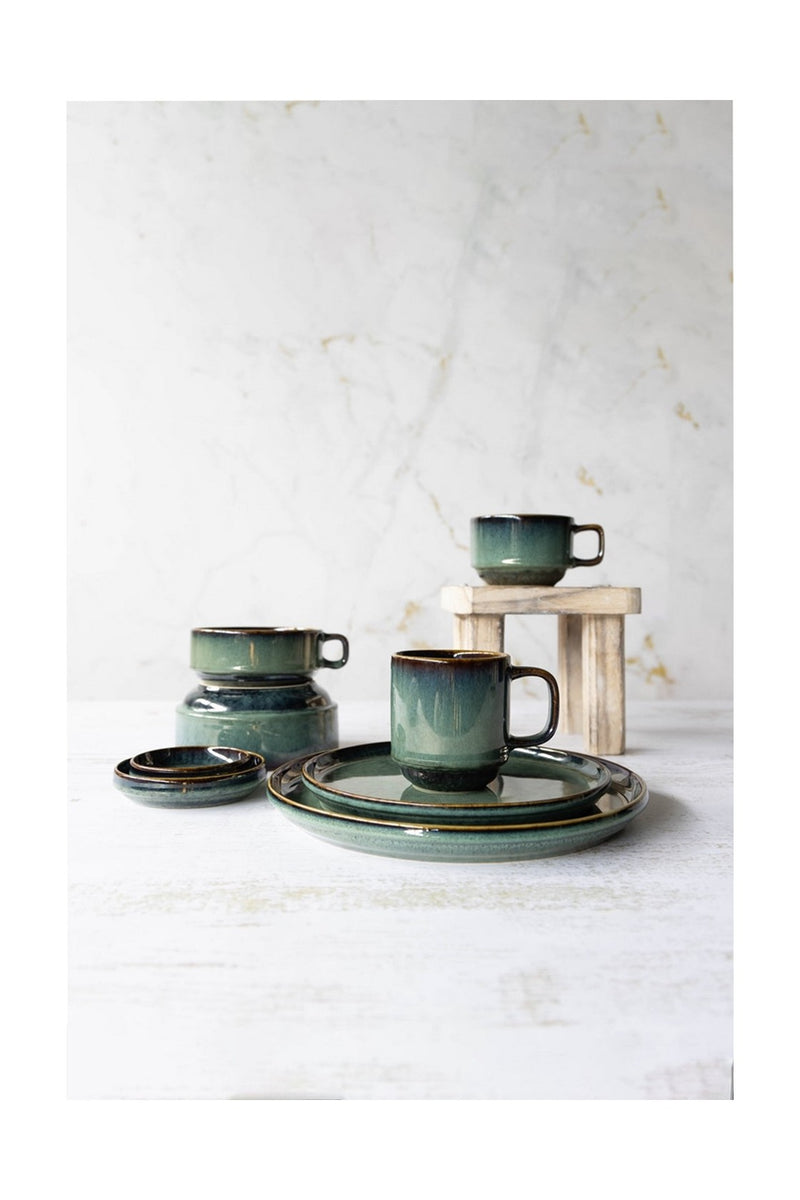 Lot De 6 Tasses En Grès - Jade - Vert