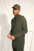 Zip-Up Hooded Cardigan - Elliot - Khaki Marl