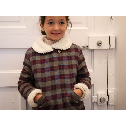 Manteau Louise Tartan Doublé Moumoute - Enfant