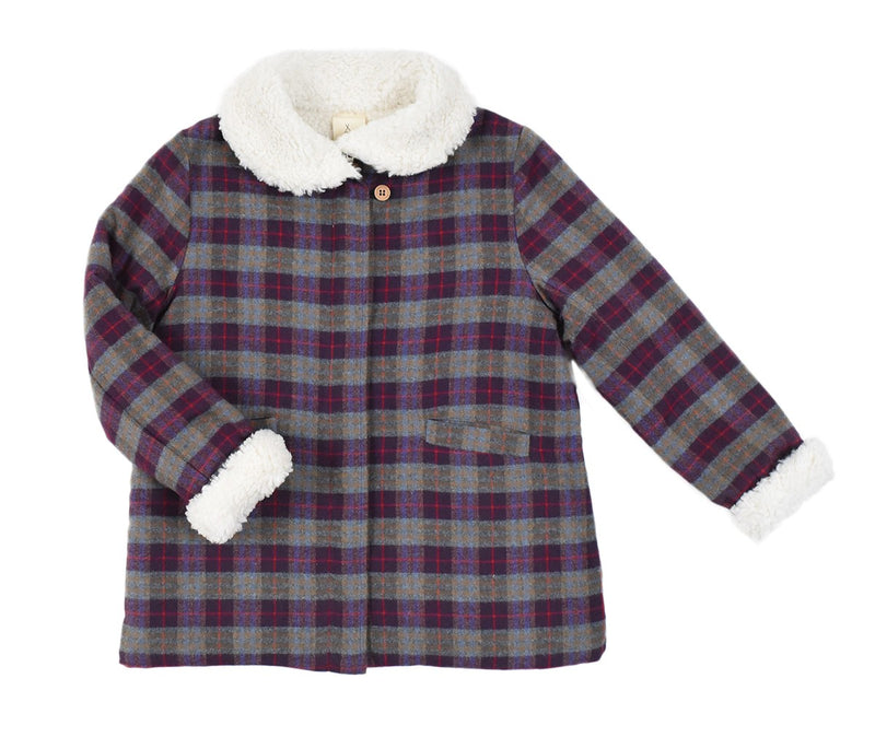 Manteau Louise Tartan Doublé Moumoute - Enfant