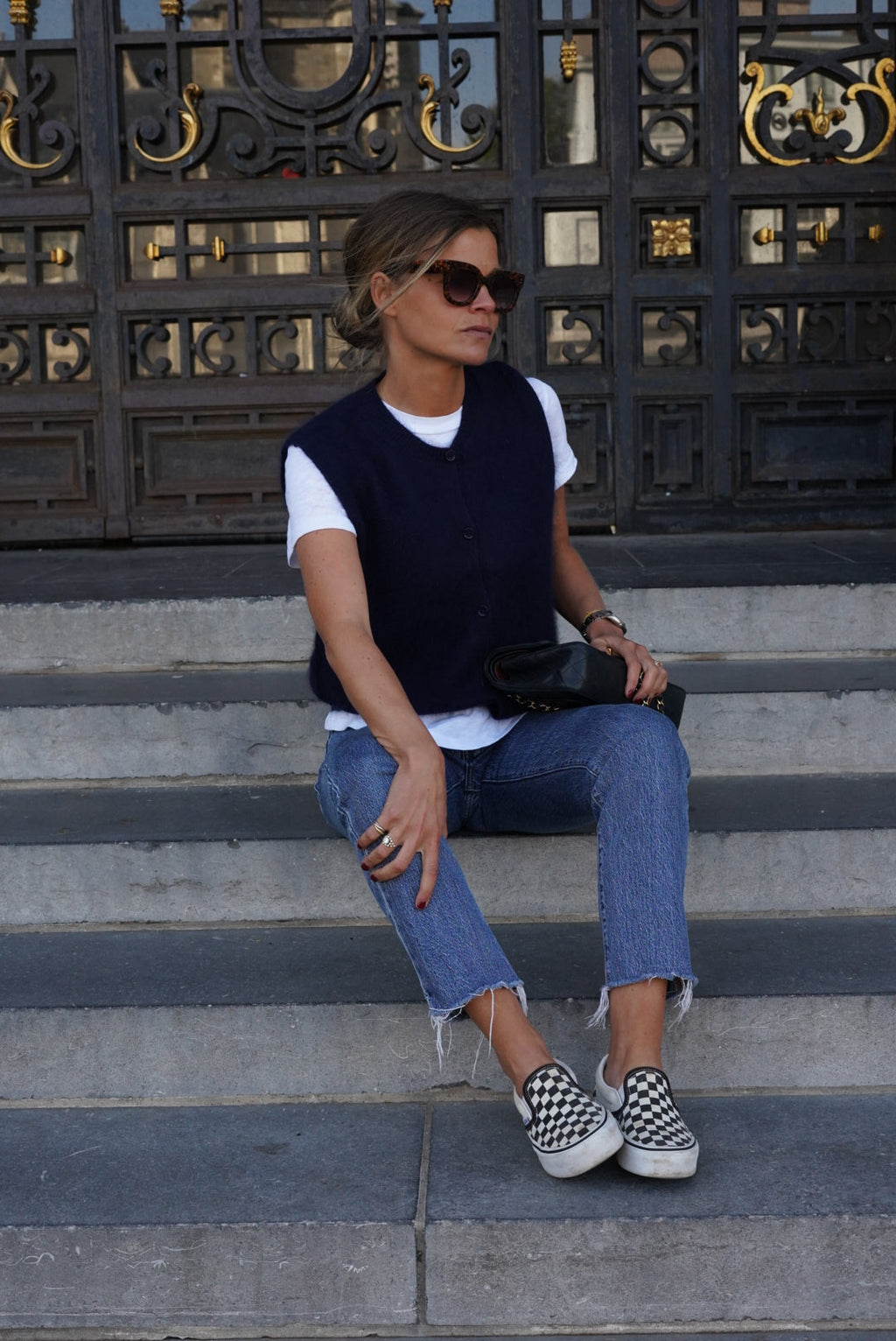 Raphaël Angora Navy Sleeveless Vest