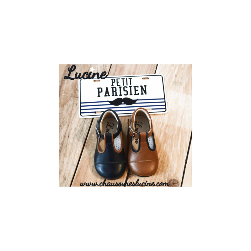Chaussures Bébé Bottillons Salomé À Boucle Alexandre - Cuir Bleu Marine - Mixte