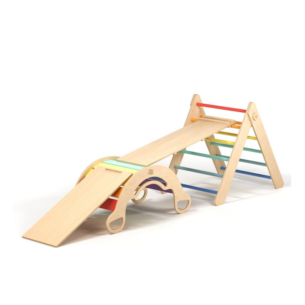 Grand Triangle De Pikler + 2 Planches Double Face + Bascule D'Équilibre