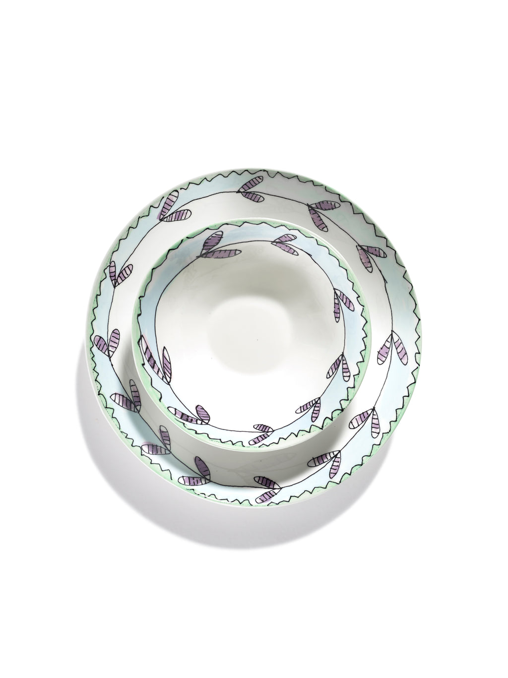 Midnight Flowers - Lot De 2 Bols Bas - M - Porcelaine Bone China - Blossom Milk