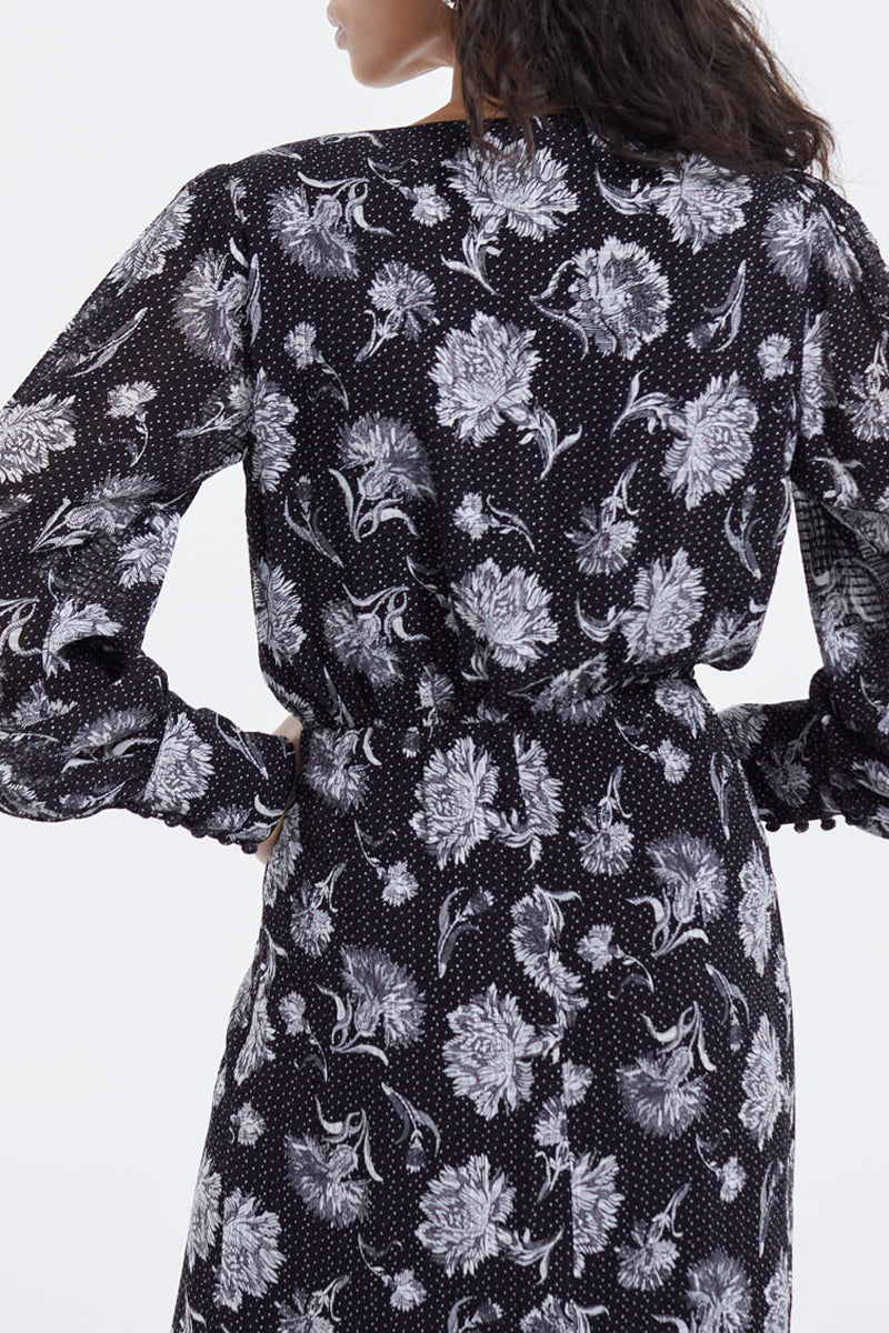 Vestido cruzado negro - Mujer